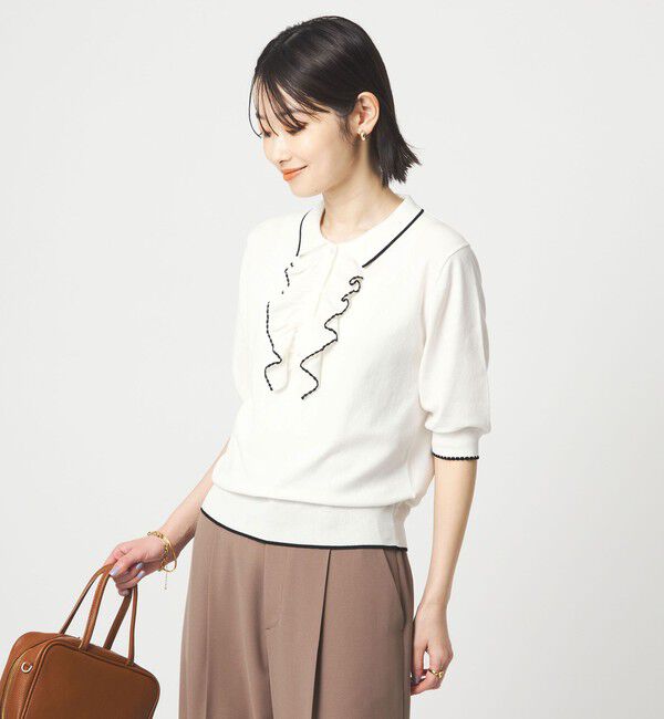 UNITED ARROWS green label relaxing「フリル ポロニット」|ニット・セーター|