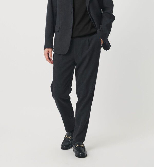 BEAUTY&YOUTH UNITED ARROWS「ブラッシュド ツイル ワンプリーツ テーパード イージーパンツ NO.5 セットアップ対応可能」|チノ|NAVY