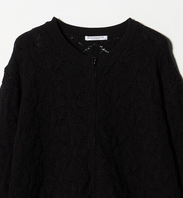 BEAUTY&YOUTH UNITED ARROWS「【WEB限定 Wardrobe DAILY MINIMAL】レース ジップカーディガン ウォッシャブル」|カーディガン|
