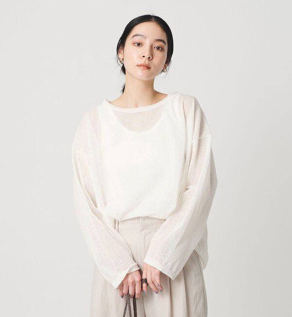 BEAUTY&YOUTH UNITED ARROWS「麻ブレンド ルーズ ボートネック ニットプルオーバー ウォッシャブル」|ニット・セーター|