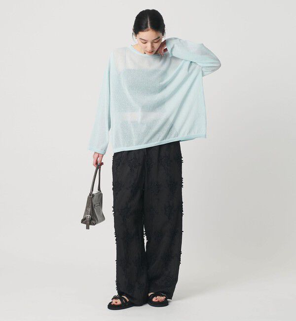 BEAUTY&YOUTH UNITED ARROWS「麻ブレンド ルーズ ボートネック ニットプルオーバー ウォッシャブル」|ニット・セーター|LT.BLUE