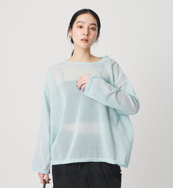 BEAUTY&YOUTH UNITED ARROWS「麻ブレンド ルーズ ボートネック ニットプルオーバー ウォッシャブル」|ニット・セーター|