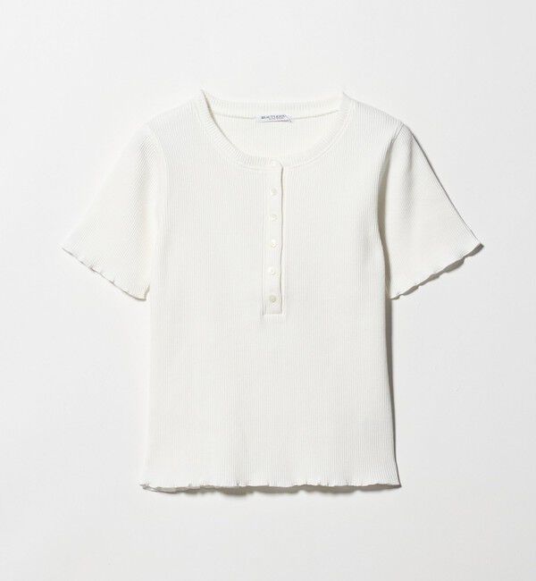 BEAUTY&YOUTH UNITED ARROWS「コットン リブ ヘンリーネック ショートスリーブ カットソー」|Tシャツ・カットソー|OFF WHITE