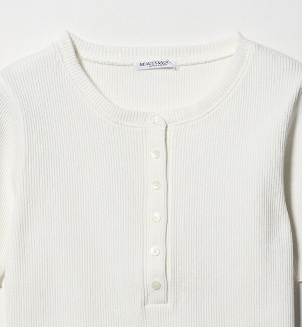BEAUTY&YOUTH UNITED ARROWS「コットン リブ ヘンリーネック ショートスリーブ カットソー」|Tシャツ・カットソー|