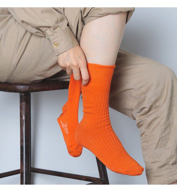 BEAMSBOY「BEAMS BOY / ミリタリー リブ ロングソックス」|ソックス|ORANGE