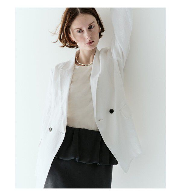 Demi-Luxe BEAMS 「ダブルブレスト リネン ジャケット」|ダッフルコート|