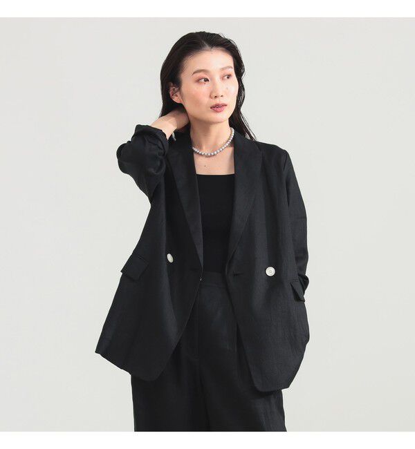 Demi-Luxe BEAMS 「ダブルブレスト リネン ジャケット」|ダッフルコート|