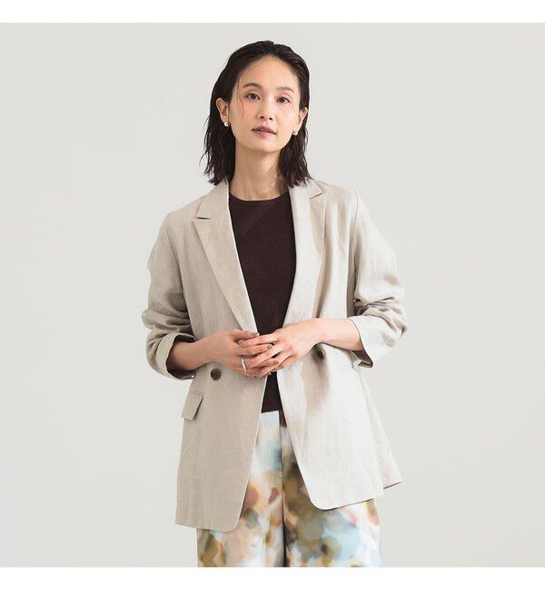Demi-Luxe BEAMS 「ダブルブレスト リネン ジャケット」|ダッフルコート|