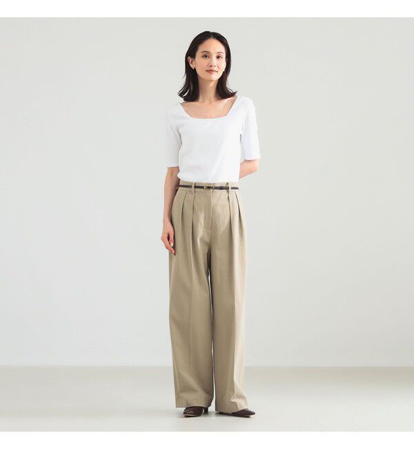 Demi-Luxe BEAMS 「【別注】スタイリスト佐藤佳菜子 &times; SLOANE / スクエアネック リブ Tシャツ」|Tシャツ・カットソー|