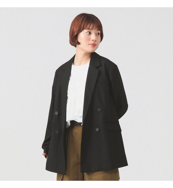 Ray BEAMS 「4ボタン ダブル テーラード ジャケット」|ダッフルコート|BLACK