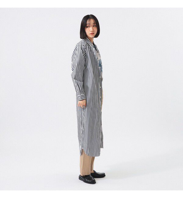 BEAMSBOY「ストライプ BD ワンピース ロングスリーブ」|ワンピース|