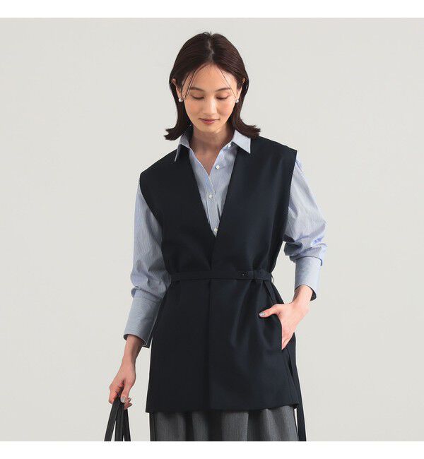 Demi-Luxe BEAMS 「【別注】ATON / ウールトロピカル ノーカラー ジレ」|ベスト・ジレ|