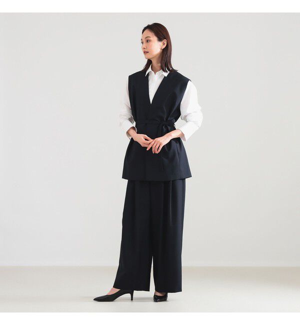 Demi-Luxe BEAMS 「【別注】ATON / ウールトロピカル ノーカラー ジレ」|ベスト・ジレ|