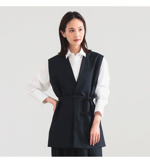 Demi-Luxe BEAMS 「【別注】ATON / ウールトロピカル ノーカラー ジレ」|ベスト・ジレ|