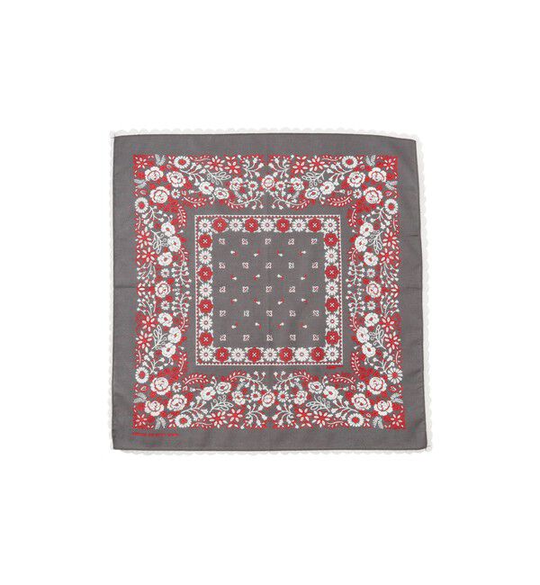 BEAMSBOY「2WAY フラワー バンダナ」|ハンカチ|BLACK