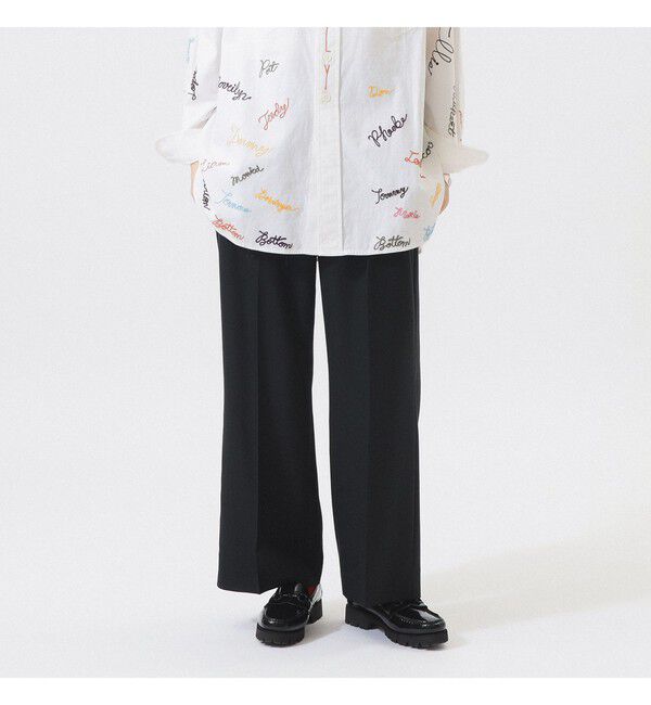 BEAMSBOY「ティーダブ ワイド スラックス」|チノ|BLACK