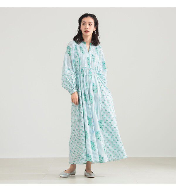 Demi-Luxe BEAMS 「ne Quittez pas / コットンジャカード リリープリント シャーリング ワンピース」|ワンピース|