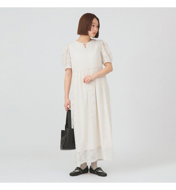 Ray BEAMS 「ジャガード パフスリーブ ワンピース」|ワンピース|IVORY