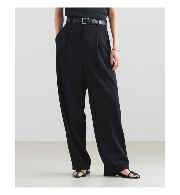 Demi-Luxe BEAMS 「セミワイド 1タックパンツ」|チノ|BLACK