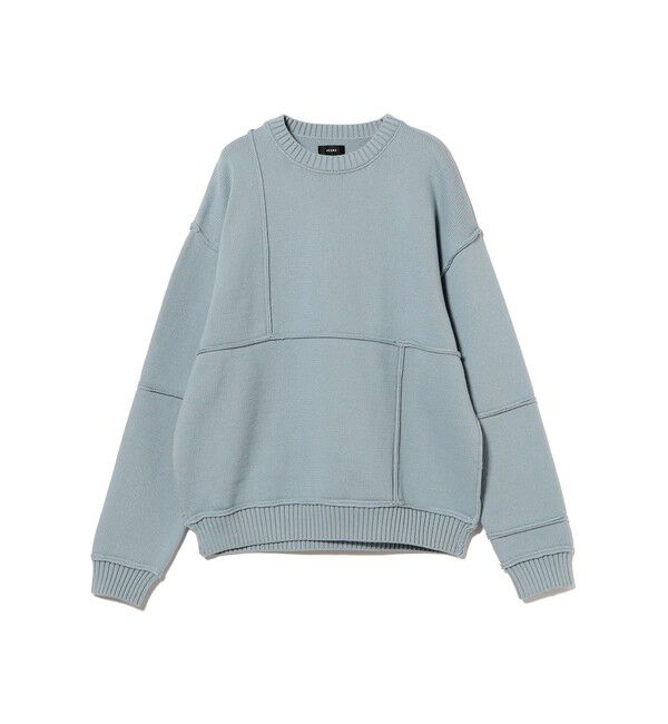 BEAMS「5ゲージ パネル クルーネック ニット」|ニット・セーター|SLATE_BLUE