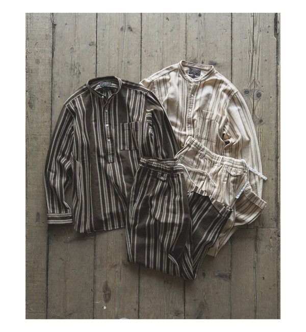 BEAMS PLUS「2 Pleats Relax Trousers Indian Oxford Stripe」|チノ|