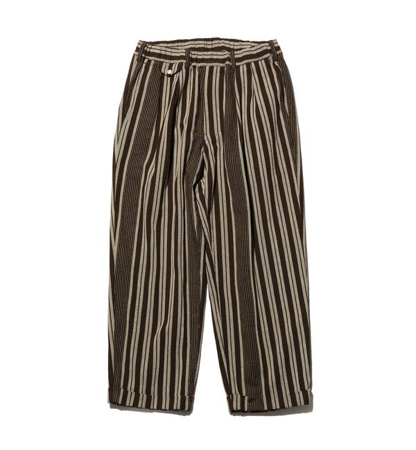 BEAMS PLUS「2 Pleats Relax Trousers Indian Oxford Stripe」|チノ|BROWN