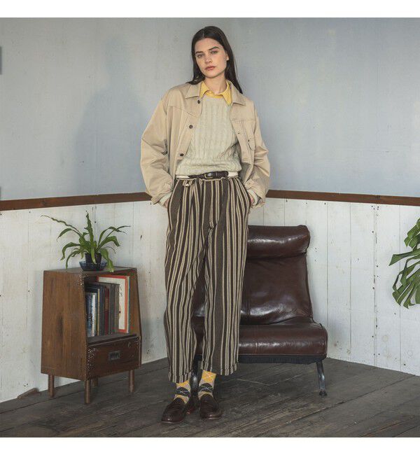 BEAMS PLUS「2 Pleats Relax Trousers Indian Oxford Stripe」|チノ|