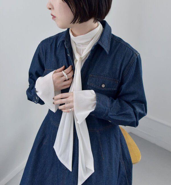 quaranciel「quaranciel:〈洗濯機可能〉チュール シアー ボウタイ プルオーバー」|Tシャツ・カットソー|