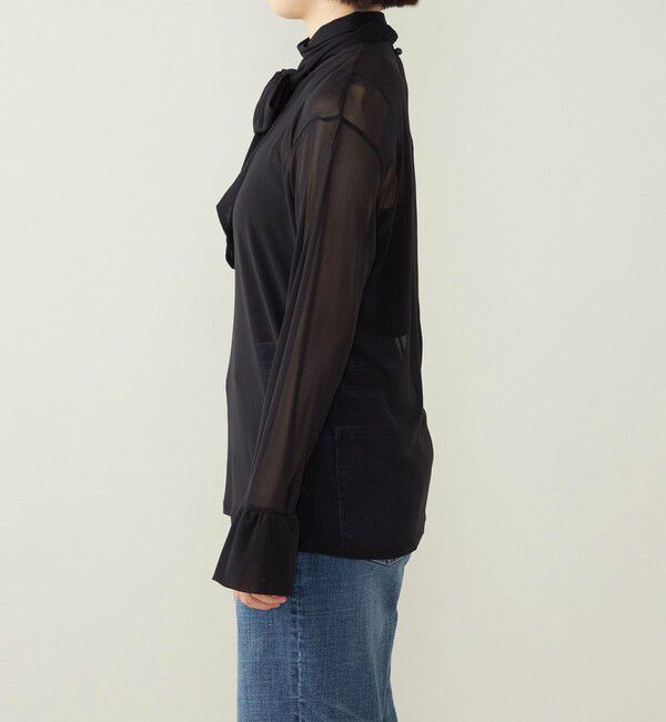 quaranciel「quaranciel:〈洗濯機可能〉チュール シアー ボウタイ プルオーバー」|Tシャツ・カットソー|