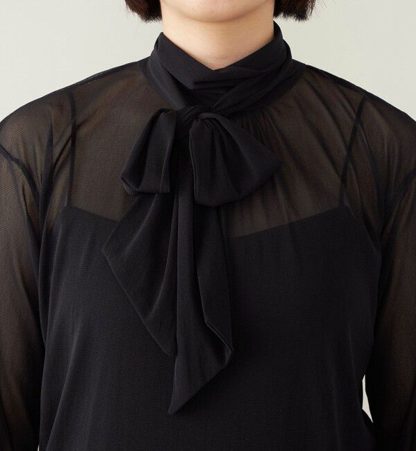 quaranciel「quaranciel:〈洗濯機可能〉チュール シアー ボウタイ プルオーバー」|Tシャツ・カットソー|