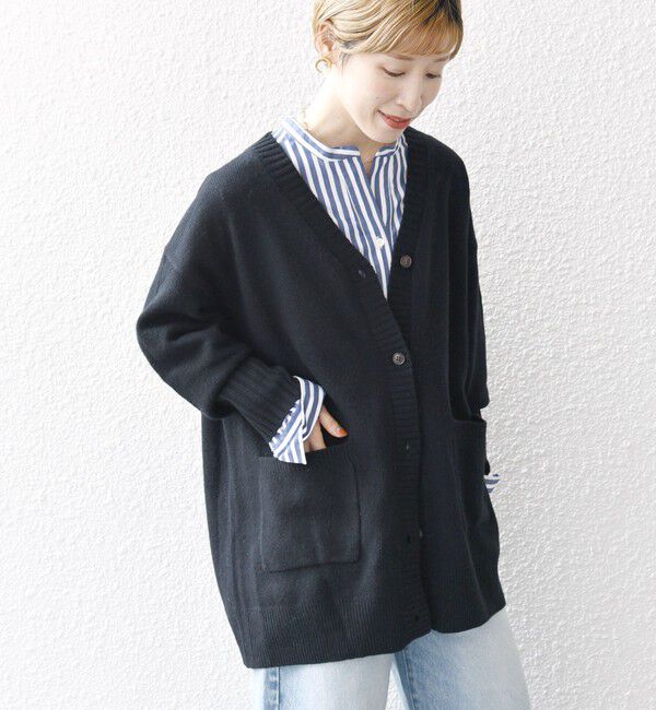 SHIPS any「SHIPS any: AQUA カシミヤ ミックス Vネック ニット カーディガン」|カーディガン|