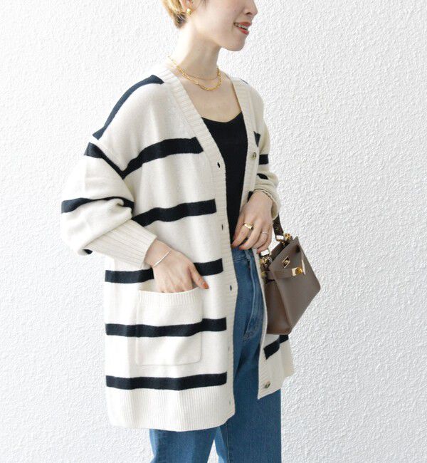 SHIPS any「SHIPS any: AQUA カシミヤ ミックス Vネック ニット カーディガン」|カーディガン|