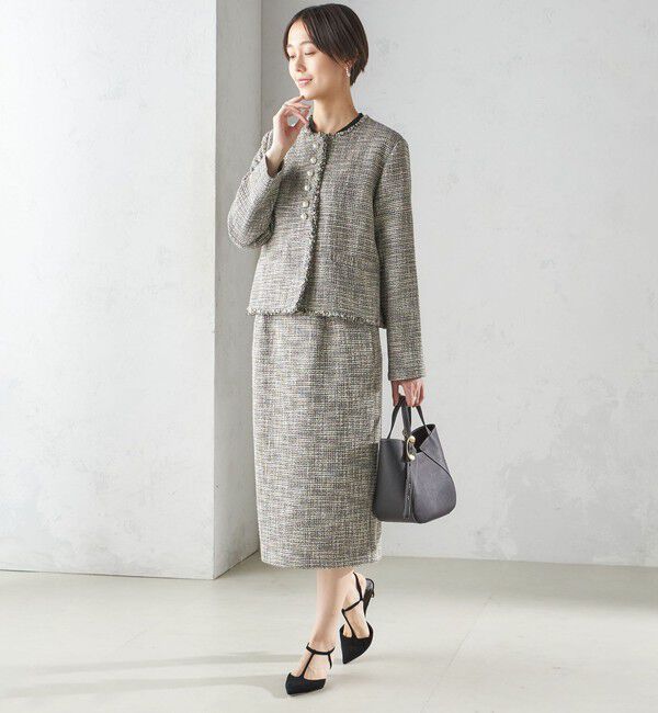 SHIPS for women「〈セレモニー対応可〉スラブ ツイード ノーカラー ジャケット（セットアップ対応）」|ノーカラージャケット|