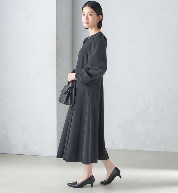 SHIPS for women「〈手洗い可能〉ブラック フォーマル フレア ワンピース（セレモニー対応可）」|ワンピース|