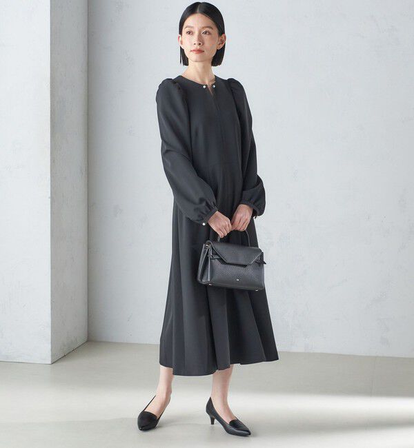 SHIPS for women「〈手洗い可能〉ブラック フォーマル フレア ワンピース（セレモニー対応可）」|ワンピース|