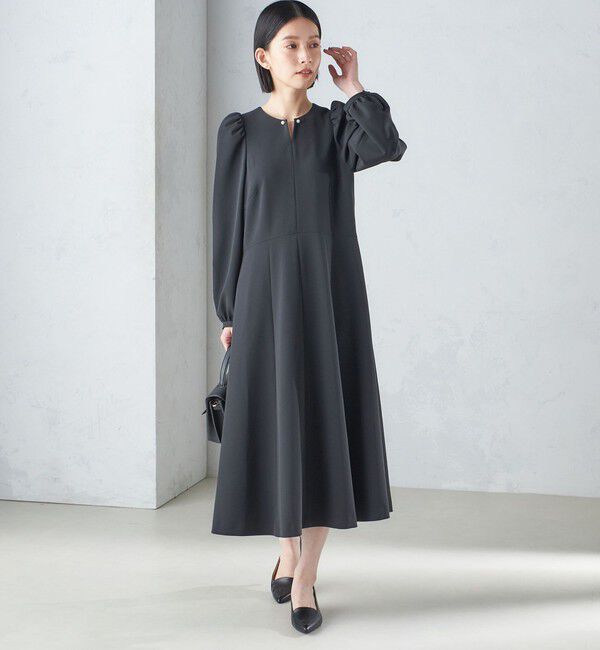 SHIPS for women「〈手洗い可能〉ブラック フォーマル フレア ワンピース（セレモニー対応可）」|ワンピース|