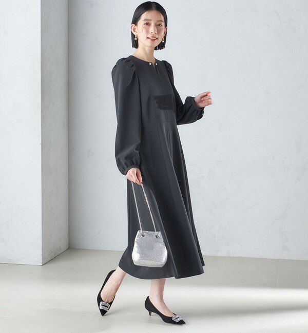 SHIPS for women「〈手洗い可能〉ブラック フォーマル フレア ワンピース（セレモニー対応可）」|ワンピース|