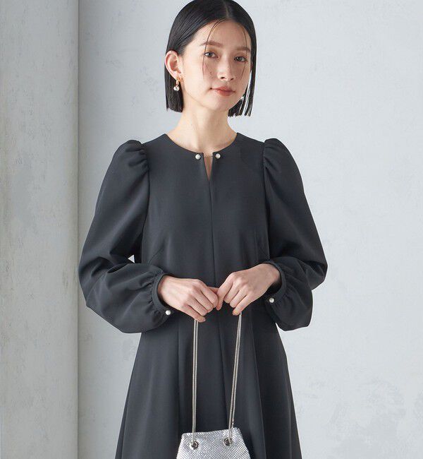 SHIPS for women「〈手洗い可能〉ブラック フォーマル フレア ワンピース（セレモニー対応可）」|ワンピース|