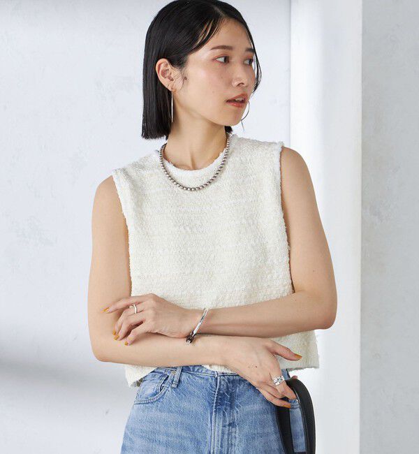 SHIPS for women「〈手洗い可能〉バック ジップ ツイード ベスト」|ベスト・ジレ|