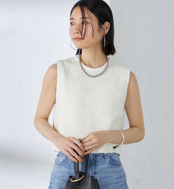 SHIPS for women「〈手洗い可能〉バック ジップ ツイード ベスト」|ベスト・ジレ|