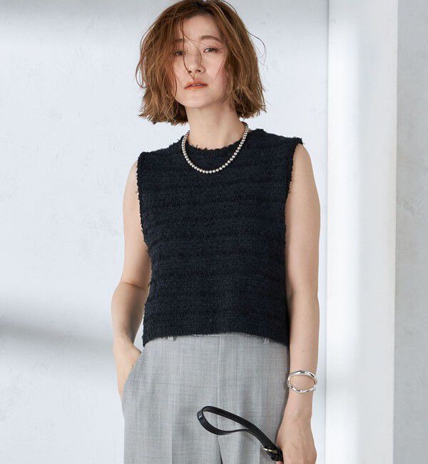 SHIPS for women「〈手洗い可能〉バック ジップ ツイード ベスト」|ベスト・ジレ|