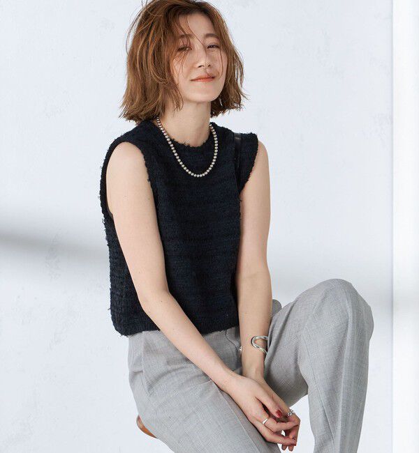 SHIPS for women「〈手洗い可能〉バック ジップ ツイード ベスト」|ベスト・ジレ|