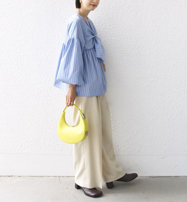 SHIPS for women「【WEB限定】〈手洗い可能〉前後 2WAY リボン デザイン ストライプ ブラウス」|シャツ・ブラウス|