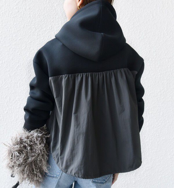 SHIPS for women「【WEB限定】〈手洗い可能〉ダンボール タフタ コンビ フーディ」|パーカー|