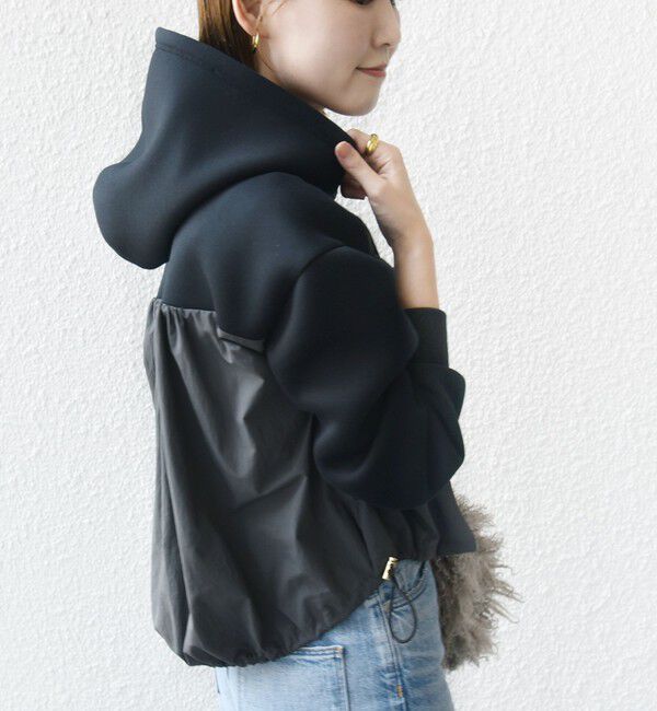 SHIPS for women「【WEB限定】〈手洗い可能〉ダンボール タフタ コンビ フーディ」|パーカー|