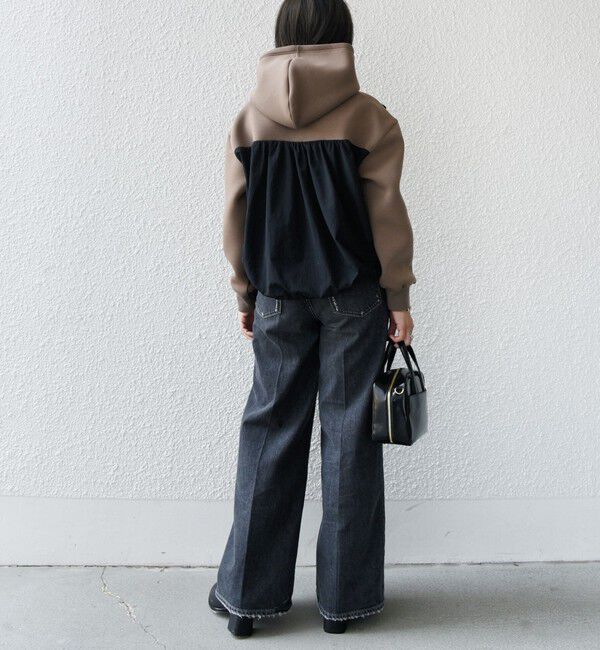 SHIPS for women「【WEB限定】〈手洗い可能〉ダンボール タフタ コンビ フーディ」|パーカー|