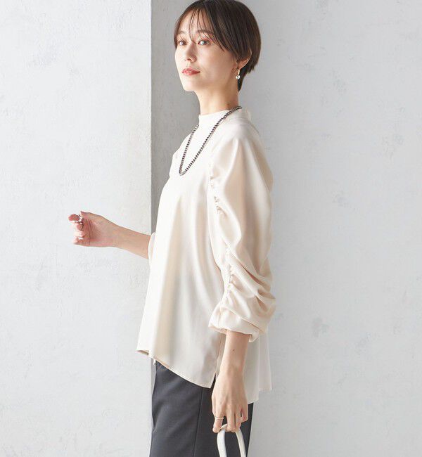 SHIPS for women「〈手洗い可能〉ストレッチ ジョーゼット 袖 ギャザー ブラウス」|シャツ・ブラウス|