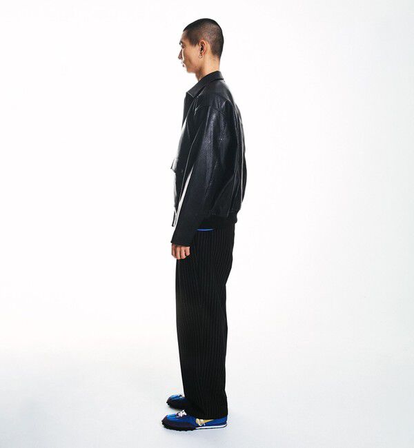 SHIPS「City Ambient Products: 合成皮革 ショート ジップ ブルゾン」|ブルゾン・スタジャン|