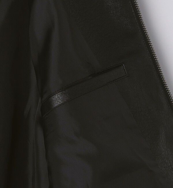 SHIPS「City Ambient Products: 合成皮革 ショート ジップ ブルゾン」|ブルゾン・スタジャン|