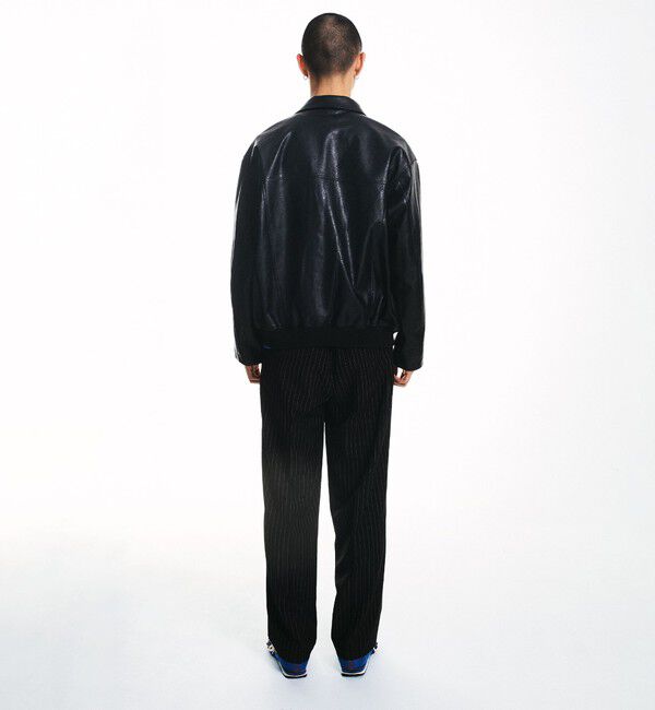 SHIPS「City Ambient Products: 合成皮革 ショート ジップ ブルゾン」|ブルゾン・スタジャン|